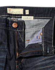 Blue Washed Cotton Mid Waist Flared Denim Jeans