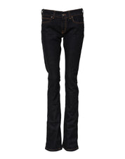 Dark Blue Cotton Mid Waisted Skinny Denim Jeans