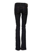 Dark Blue Cotton Mid Waisted Skinny Denim Jeans