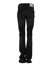 Black Cotton Mid Waist Tapered Denim Jeans