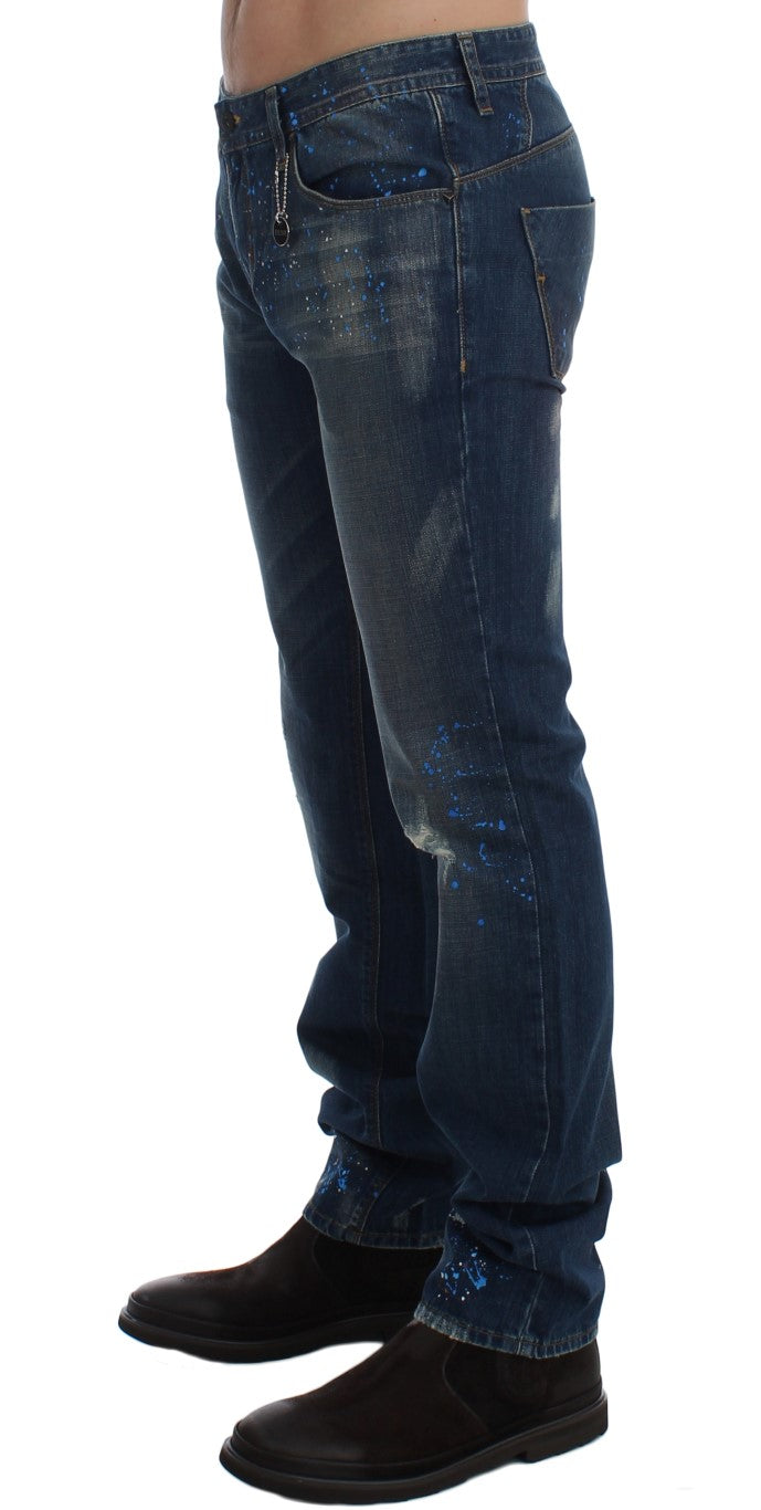 Slim-Fit-Hosenjeans in blauer Waschfarbe