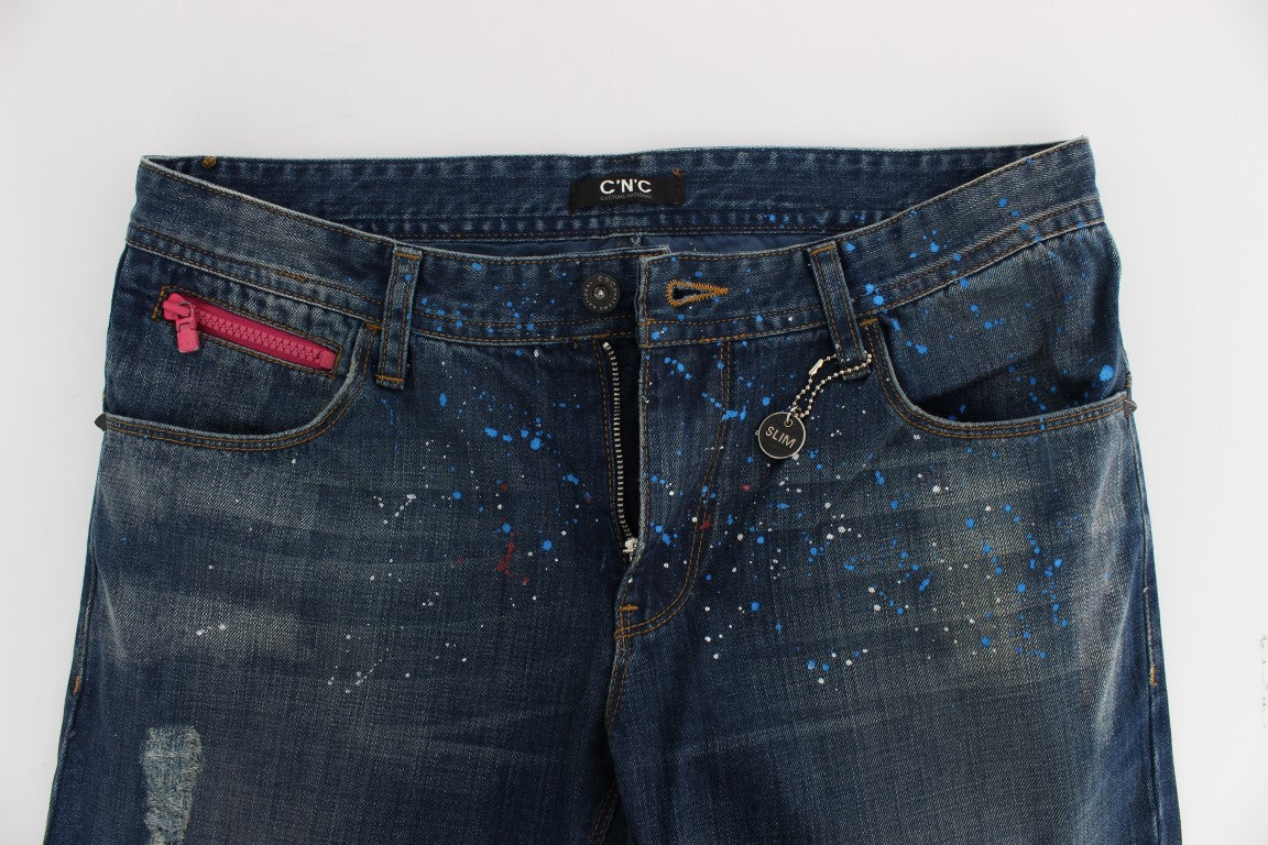 Slim-Fit-Hosenjeans in blauer Waschfarbe