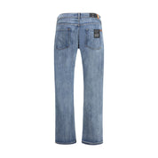 Blue Cotton Straight-Leg Jeans