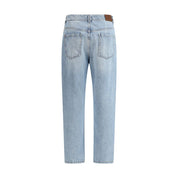 Light Blue Cotton Straight-Leg Jeans