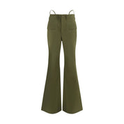 Green Cotton Flared Pants