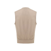 Beige Cotton Sleveless Jacket