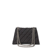 Black Fabric And Leather Shoulder Bag