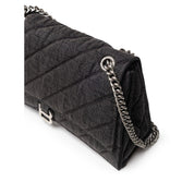 Black Fabric And Leather Shoulder Bag