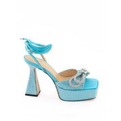 Blue Leather Platform Sandals