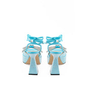 Blue Leather Platform Sandals