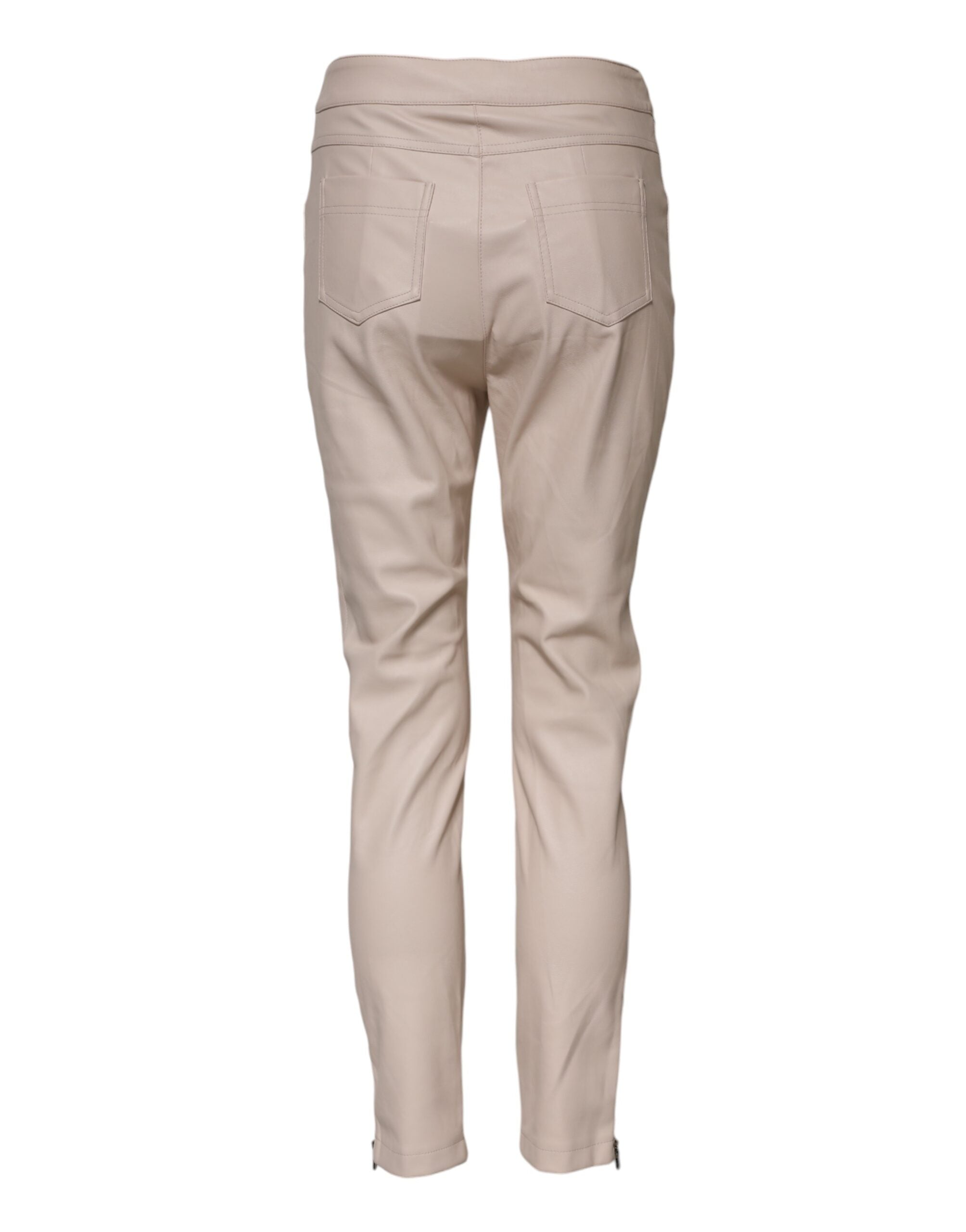 Beige High Waist Tapered Pants