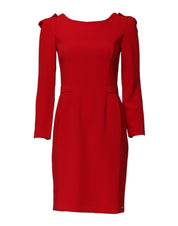 Red Above Knee Long Sleeves Sheath Dress