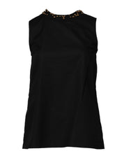 Black Cotton Sleeveless Women Tank T-shirt