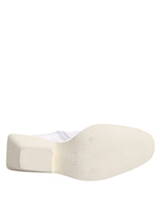 White Square Heel Zip Ankle Boots Shoes