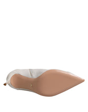 White Stiletto Heels Mid Calf Boots Shoes