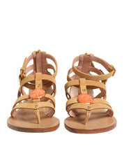 Brown Flip Flops Zipper Ankle Strap Shoes