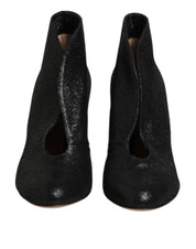 Metallic Black Pump Stiletto Heels Shoes