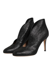 Metallic Black Pump Stiletto Heels Shoes