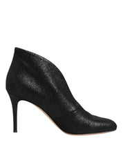 Metallic Black Pump Stiletto Heels Shoes