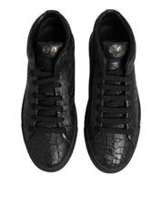 Black Leather Lace Up Mid Top Sneakers Shoes