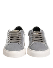 Gray Suede Low Top Lace Up Sneakers Shoes