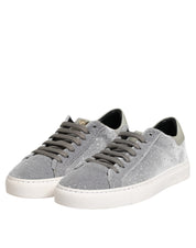 Gray Suede Low Top Lace Up Sneakers Shoes