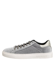 Gray Suede Low Top Lace Up Sneakers Shoes