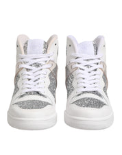 White Silver High Top Women Sneakers Shoes