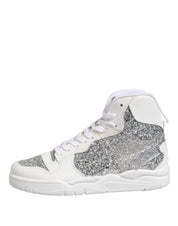 White Silver High Top Women Sneakers Shoes