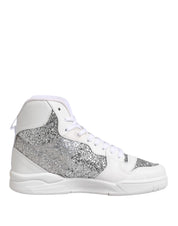 White Silver High Top Women Sneakers Shoes