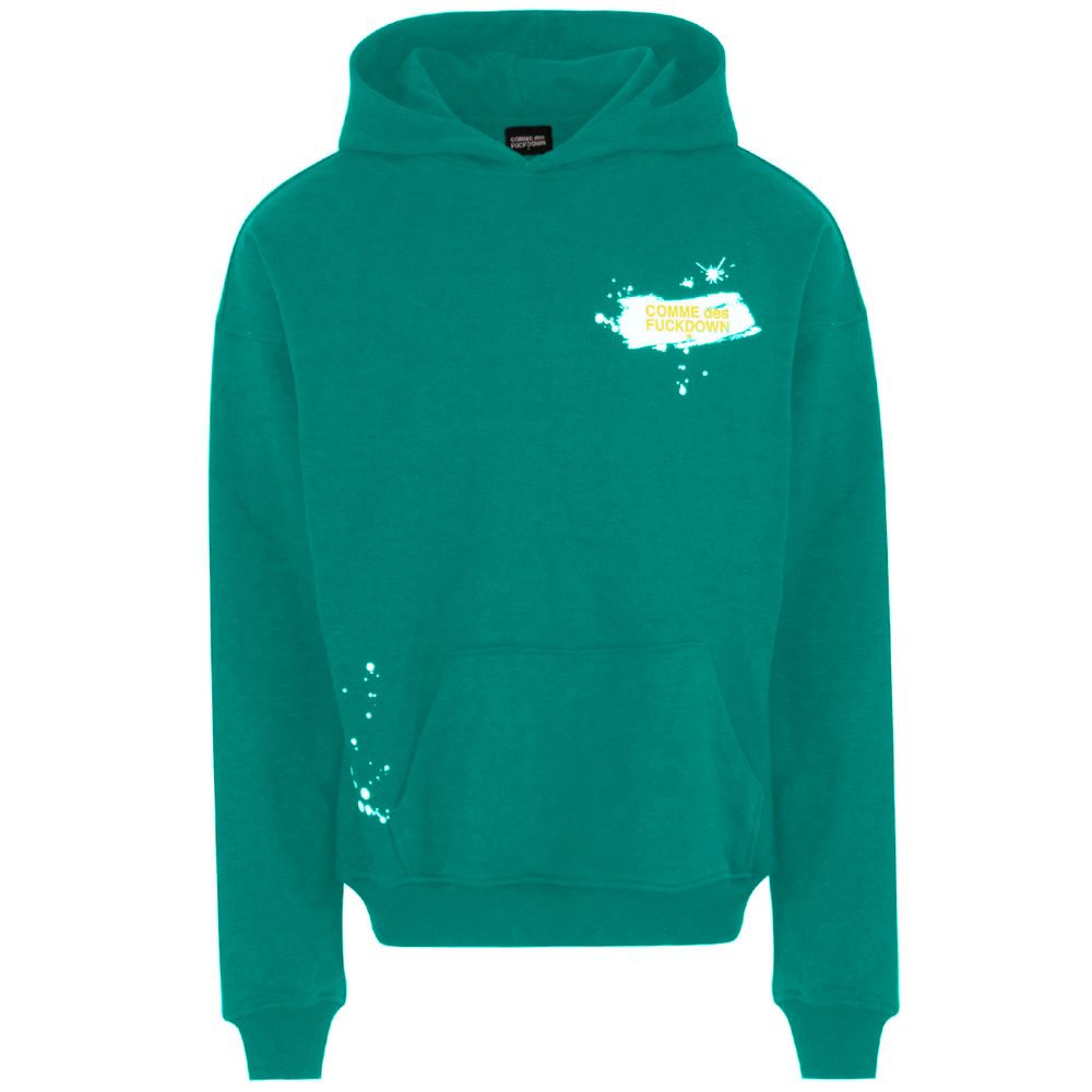 Green Cotton Men Hoodie