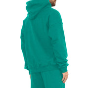 Green Cotton Men Hoodie