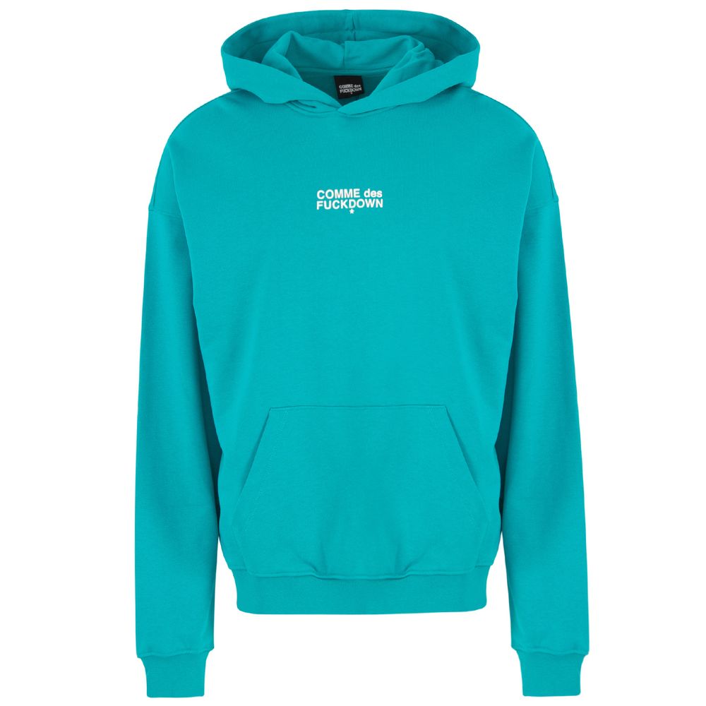 Green Cotton Men Hoodie