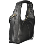 Black Polyurethane Women Shoulder Bag