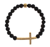 Elegant Gold & Black Lava Stone Bracelet