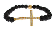 Elegant Gold & Black Lava Stone Bracelet