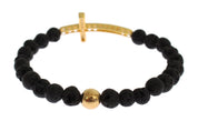 Elegant Gold & Black Lava Stone Bracelet