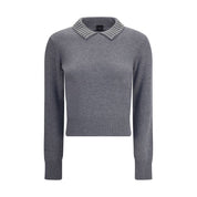 Rhinestone-decorated collar Sweater