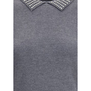 Rhinestone-decorated collar Sweater