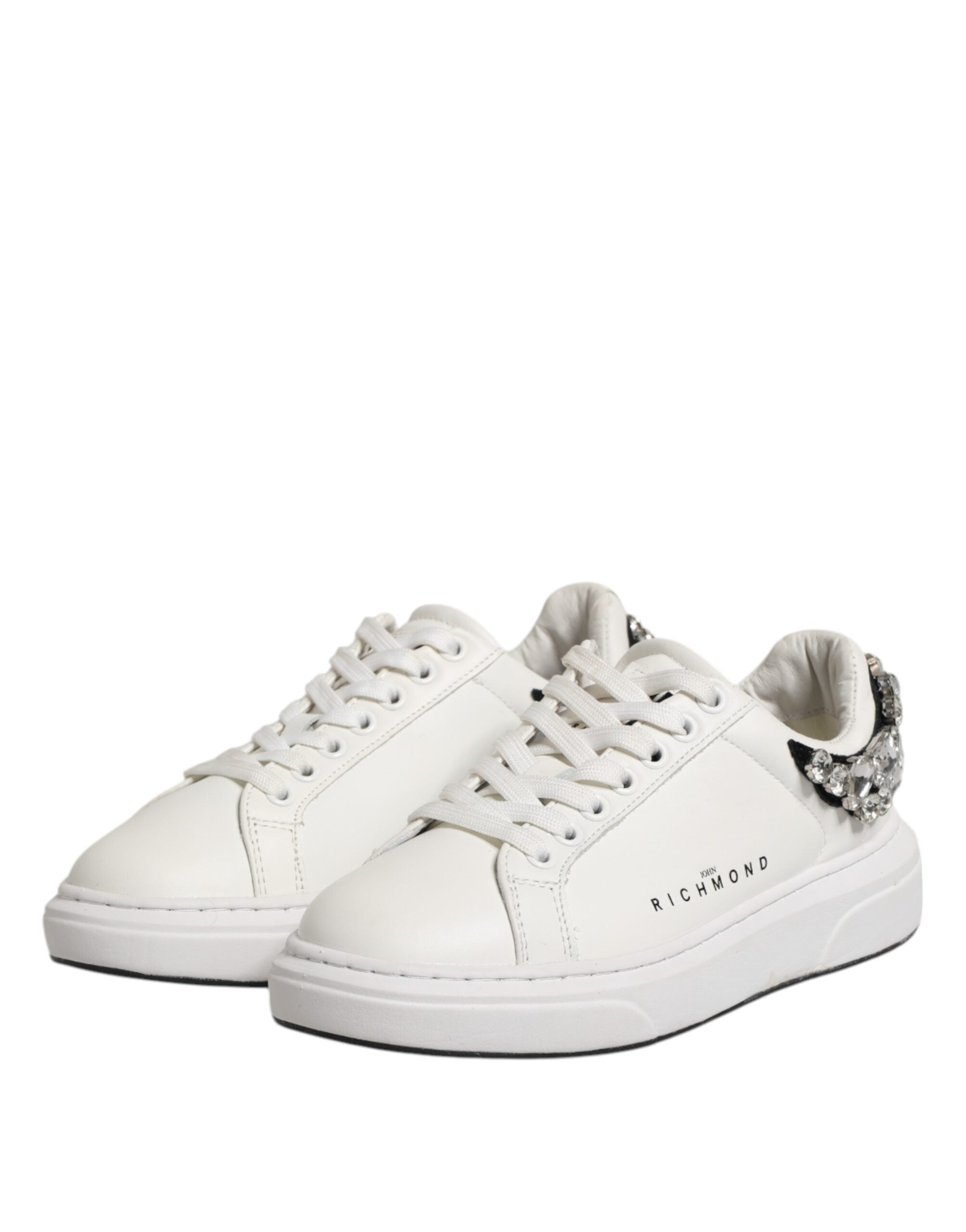 White Rhinestone Embellished Sneakers Shoes
