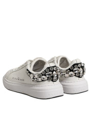White Rhinestone Embellished Sneakers Shoes