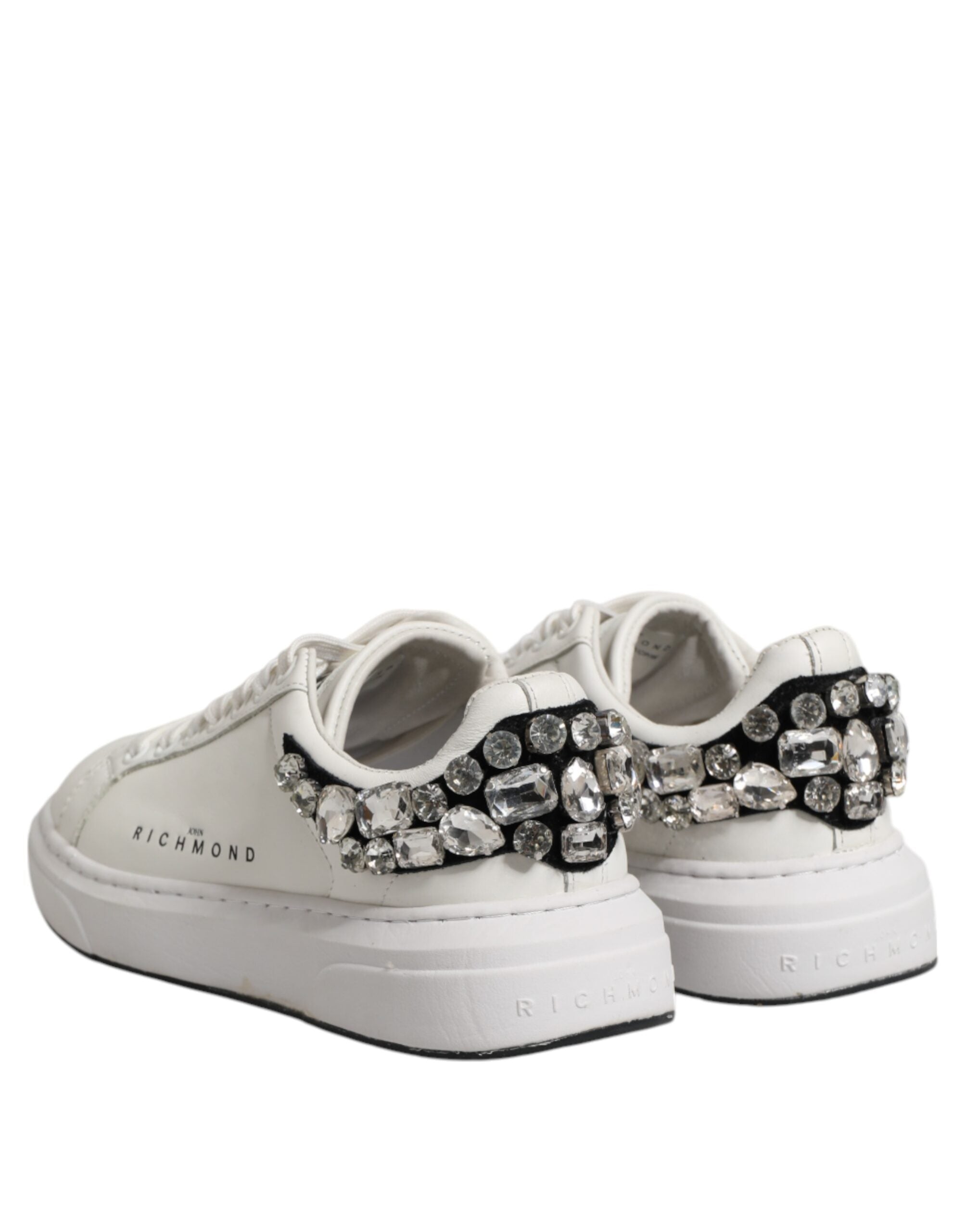 White Rhinestone Embellished Sneakers Shoes