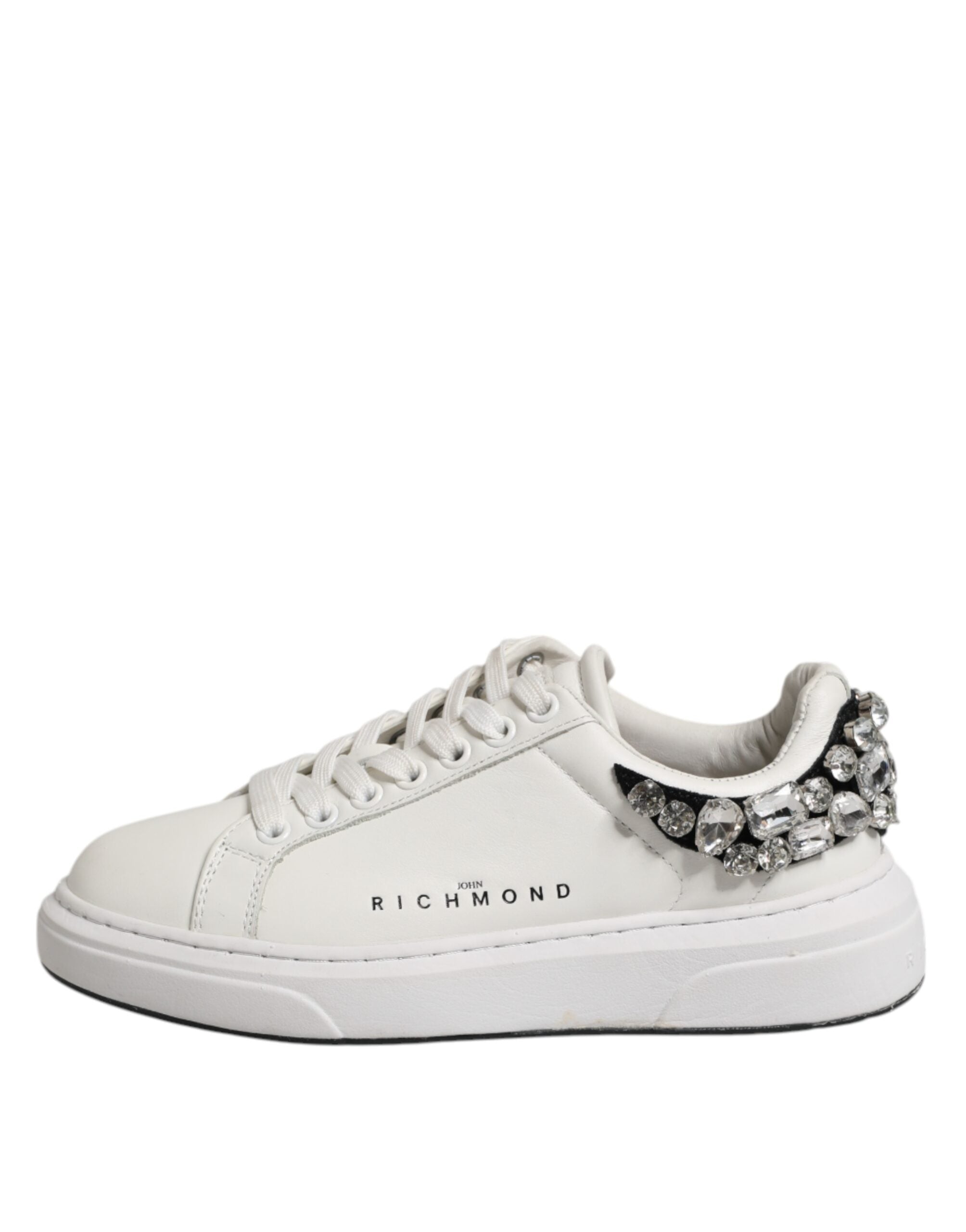 White Rhinestone Embellished Sneakers Shoes
