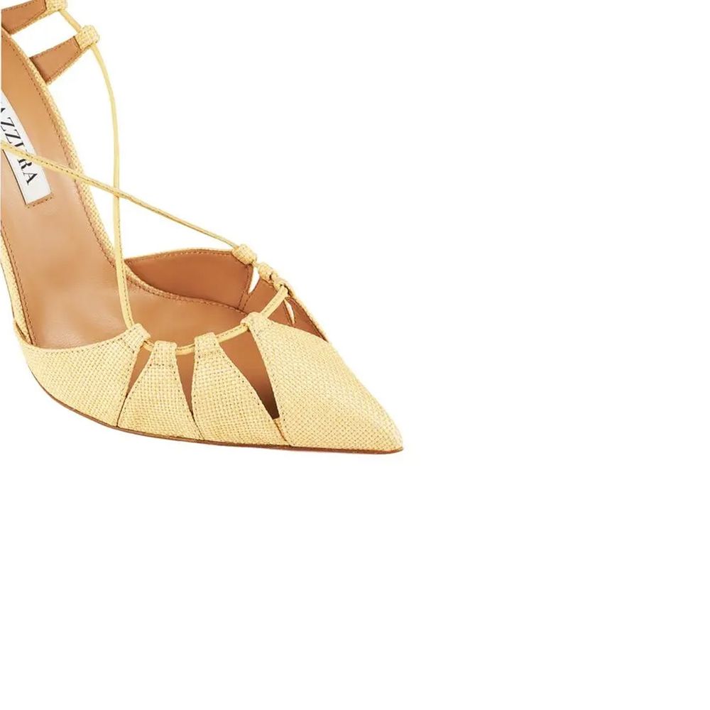 Aquazzurra Bellissima Woven Raffia Stiletto Sandals