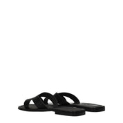 Black Leather Slippers Sandals