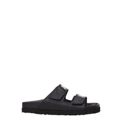 Black Leather Slippers Sandals