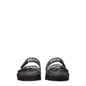 Black Leather Slippers Sandals