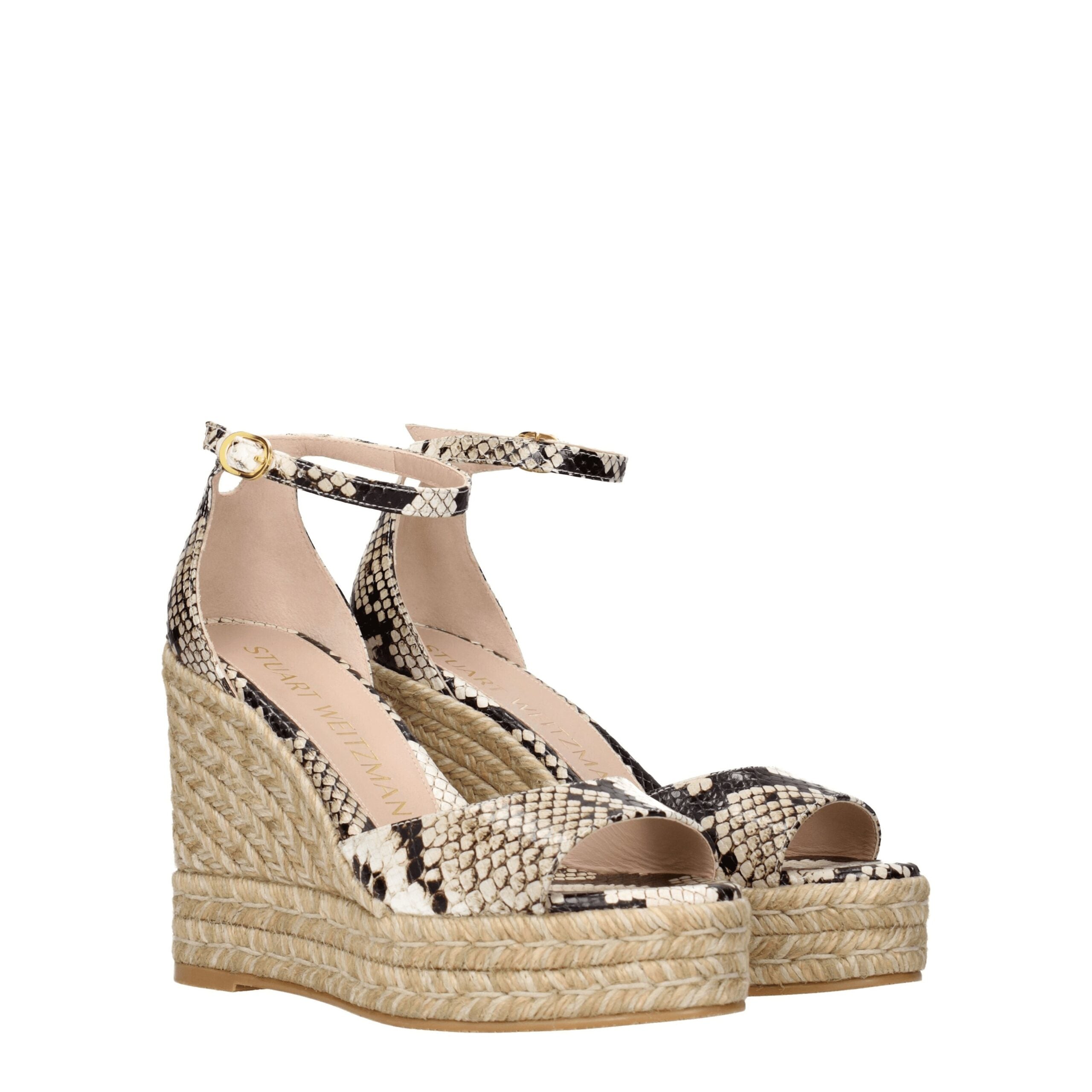 Beige Leather Wedges Sandals
