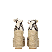 Beige Leather Wedges Sandals