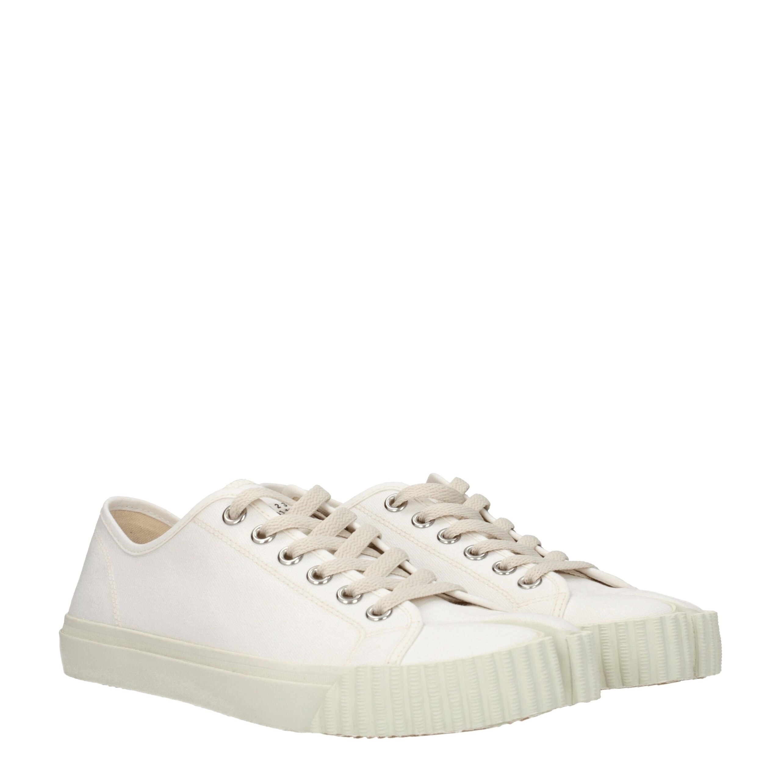 White Fabric Low Tops